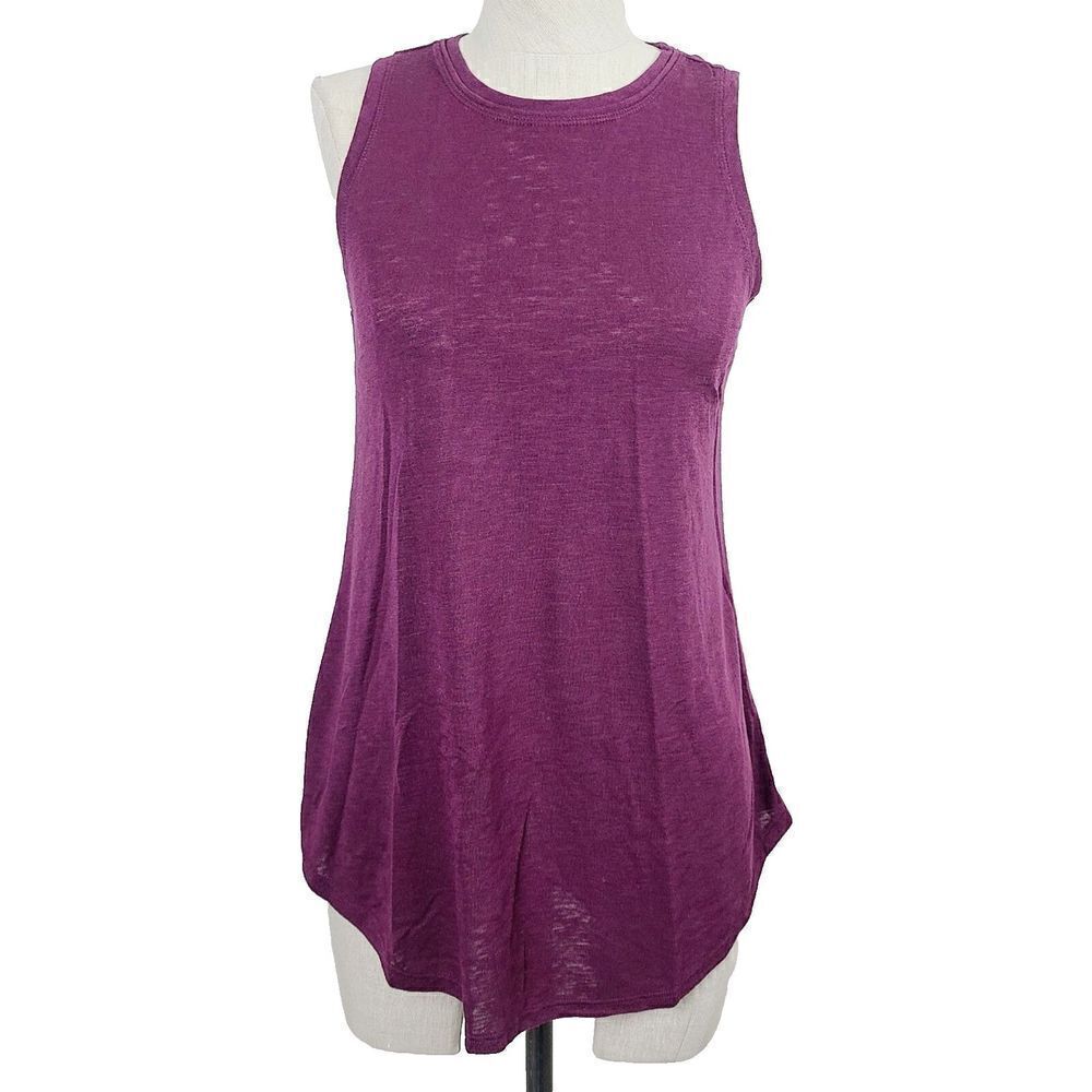 Athleta Tank Top XS Burgundy Purple Knit Sleeveless Oversized Fitness‎ Pullover